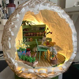 Húsvéti  tojáslámpás miniatűr szobával - ünnepi díszek, dekorációk - húsvéti díszek és dekorációk - húsvéti asztaldíszek - Meska.hu