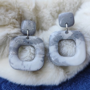 Márványos fülbevaló , Ékszer, Fülbevaló, Lógó fülbevaló, Gyurma, Agyagozás, MESKA