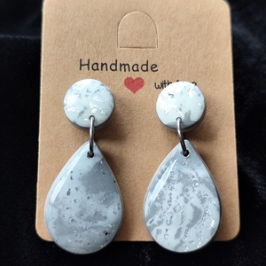 Márvány hatású fülbevaló , Ékszer, Fülbevaló, Lógó csepp fülbevaló, Agyagozás, Ékszerkészítés, MESKA