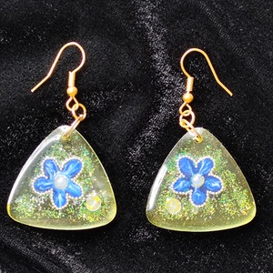 Kék virágos fülbevaló , Ékszer, Fülbevaló, Lógó fülbevaló, , MESKA