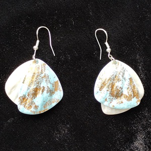 Kék/gyöngyház fülbevaló , Ékszer, Fülbevaló, Lógó fülbevaló, , MESKA