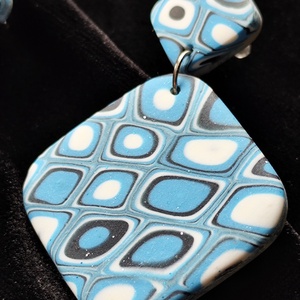 Retró négyzetes fülbevaló  - ékszer - fülbevaló - lógó fülbevaló - Meska.hu