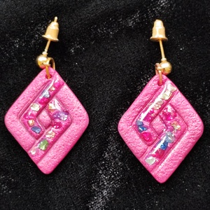 Rombusz fülbevaló , Ékszer, Fülbevaló, Lógó fülbevaló, Ékszerkészítés, Gyurma, MESKA