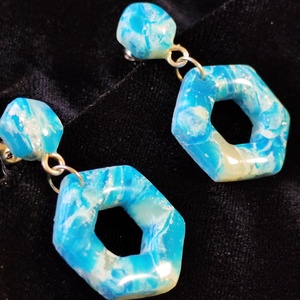 Hatszögletű fülbevaló  - ékszer - fülbevaló - lógó fülbevaló - Meska.hu