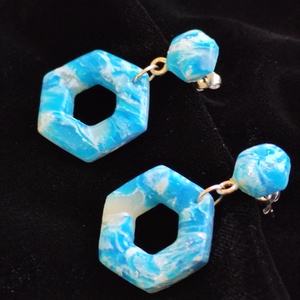 Hatszögletű fülbevaló  - ékszer - fülbevaló - lógó fülbevaló - Meska.hu