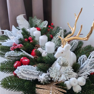 Nagy asztali dekoráció, szarvasos gyertyás asztali dísz - karácsony - adventi díszek - adventi asztaldísz - Meska.hu