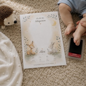 Egyedi baba lábnyom emlékposzter � Névre szóló újszülött ajándék � 3 db poszter + tintamentes szett - baba - mama - babaszoba dekoráció - babaposzter - Meska.hu