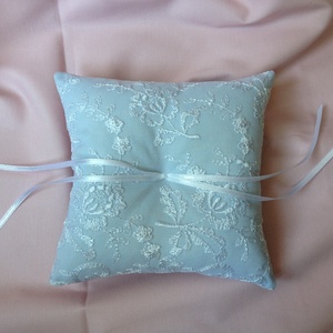 Kék színű csupa csipke gyűrűpárna -  - Meska.hu