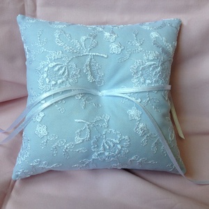 Kék színű csupa csipke gyűrűpárna -  - Meska.hu