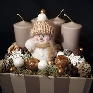 Adventi asztalidísz és ajtódísz szett /hóember/ - karácsony - adventi díszek - adventi asztaldísz - Meska.hu