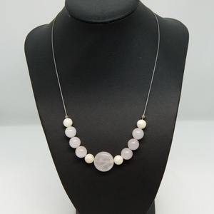 Rózsakvarc nyakék, Ékszer, Nyaklánc, Gyöngyös nyaklánc, Ékszerkészítés, Gyöngyfűzés, gyöngyhímzés, MESKA