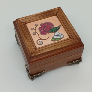 Rózsás fa ékszerdoboz-tűzzománc képpel  - ékszer - ékszertartó - ékszerdoboz - Meska.hu