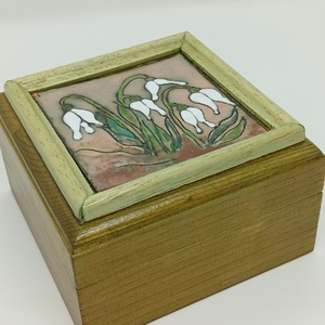 Fa   ékszerdoboz-hóvirág csokor tűzzománc betéttel  - ékszer - ékszertartó - ékszerdoboz - Meska.hu