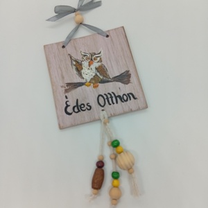 Bagoly kopogtató-ajtótábla fából, Otthon & Életmód, Dekoráció, Kép & Falikép, Táblakép, Famegmunkálás, MESKA