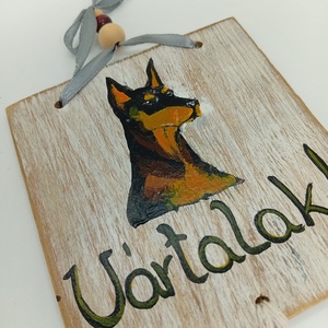 Kutyás fa kopogtató-ajtótábla  - otthon & életmód - dekoráció - kép & falikép - táblakép - Meska.hu