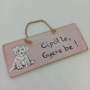 Kutyás kopogtató-fa tábla, Otthon & Életmód, Dekoráció, Kép & Falikép, Táblakép, Famegmunkálás, MESKA