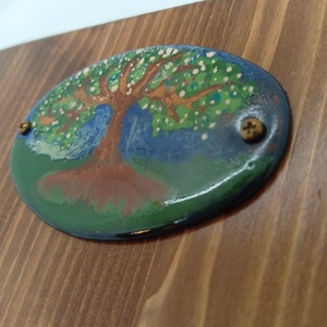 Fali kulcstartó fából -életfa motívummal égetett tűzzománc képpel  - otthon & életmód - dekoráció - kép & falikép - táblakép - Meska.hu