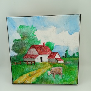 Parasztház nyáron-festmény , Otthon & Életmód, Dekoráció, Kép & Falikép, Táblakép, Festészet, MESKA