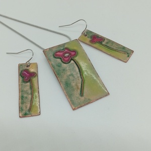 Pipacsos tűzzománc szett - Meska.hu