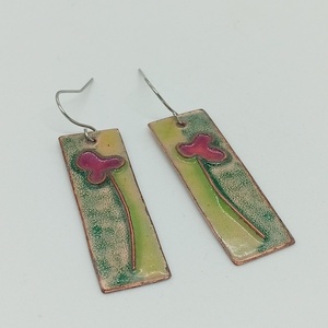 Pipacsos tűzzománc szett - ékszer - fülbevaló - fülékszer - Meska.hu