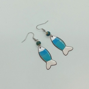 Halacska fülbevaló zománc, Ékszer, Fülbevaló, Lógó fülbevaló, Tűzzománc, MESKA