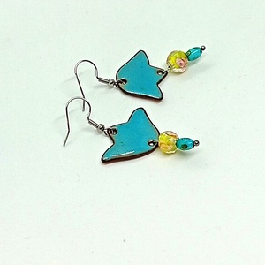 Asszimetrikus tulipán  fülbevaló zománc - ékszer - fülbevaló - lógó fülbevaló - Meska.hu