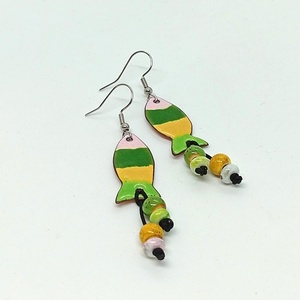 Színes halacska fülbevaló zománc, Ékszer, Fülbevaló, Lógó fülbevaló, Tűzzománc, MESKA