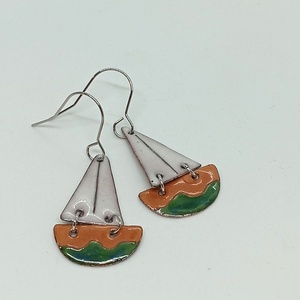 Vitorlás hajó fülbevaló, Ékszer, Fülbevaló, Lógó fülbevaló, Tűzzománc, MESKA
