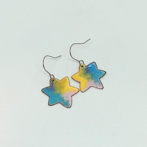 Csillag  fülbevaló zománc, Ékszer, Fülbevaló, Lógó fülbevaló, Tűzzománc, MESKA