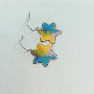 Csillag  fülbevaló zománc - ékszer - fülbevaló - lógó fülbevaló - Meska.hu