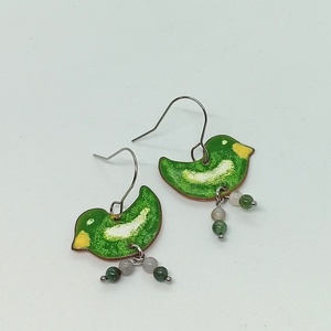 Madárka  fülbevaló zománc, Ékszer, Fülbevaló, Lógó fülbevaló, Tűzzománc, MESKA