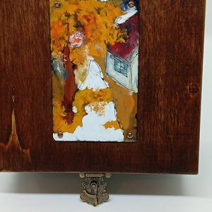 Erdei házikós tűzzománc fa doboz - otthon & életmód - dekoráció - asztal és polc dekoráció - díszdoboz - Meska.hu