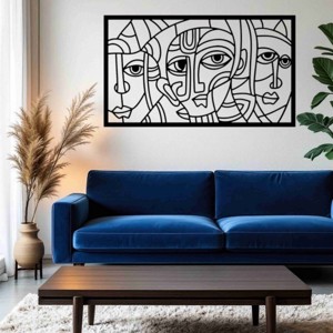 Arcok_Picasso ihlette falikép fából -  - Meska.hu