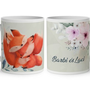 Kérd a neveddel - Cuki róka szerelem mintás bögre, Otthon & Életmód, Konyhafelszerelés, tálalás, Tálalás, Bögre & Csésze, , MESKA