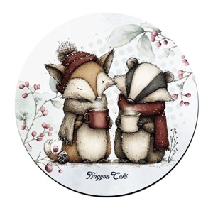 Cuki téli róka és a borz kávéval mintás pohár alátét, , , MESKA