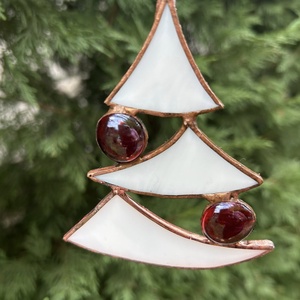 Üveg karácsonyfa, Karácsony, Adventi díszek, Adventi ablakdekoráció, Üvegművészet, MESKA