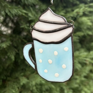 Pöttyös bögre üvegdísz, Otthon & Életmód, Dekoráció, Ajtó- és ablak dekoráció, Ablakdísz, Üvegművészet, MESKA