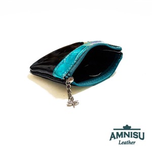 Fekete lakk - türkizkék lakk krokkómintás ívelt egy cipzáras kulcstartó C8002-6020 -  - Meska.hu