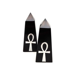 Obszidián obeliszk Ankh ezüst 6-7cm, Kellékek & szerszámok, Ásvány alapanyag, , MESKA