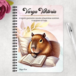 Személyre szabható - Könyvmoly capybara mintás A6-os füzet - otthon & életmód - papír, írószer - jegyzetfüzet & napló - Meska.hu