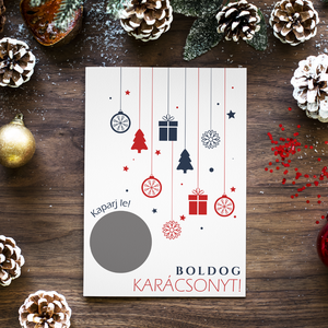 Lekaparható karácsonyi lap egyedi szöveggel, Karácsony, Karácsonyi ajándékozás, Karácsonyi képeslap, üdvözlőlap, ajándékkísérő, Fotó, grafika, rajz, illusztráció, MESKA