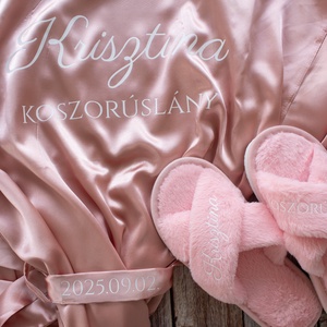 Esküvői készülődős szett - köntös és papucs - koszorúslány, örömanya, Esküvő, Kiegészítők, Esküvői köntös, Mindenmás, MESKA
