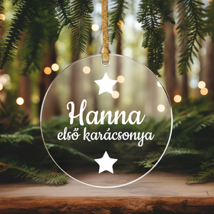 Névreszóló karácsonyfadísz 7.5cm, Karácsony, Karácsonyi lakásdekoráció, Karácsonyfadíszek, Mindenmás, MESKA