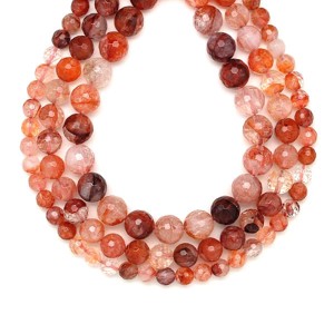 Hematoid kvarc vörös fazettált golyó 6mm  ékszerkészítő alapanyag (füzér), Kellékek & szerszámok, Ásvány alapanyag, Ásványfüzér, , MESKA