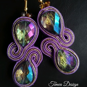 Lila fülbevaló - ékszer - fülbevaló - lógó fülbevaló - Meska.hu