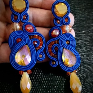 Swarovski narancs kk fülbevaló, Ékszer, Fülbevaló, Lógó fülbevaló, Varrás, Ékszerkészítés, MESKA