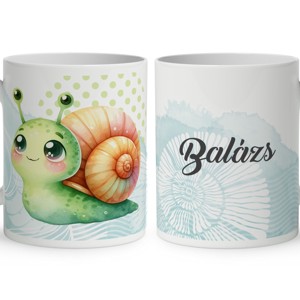 Névvel kérhető - Cuki zöld kis csiga mintás bögre, Otthon & Életmód, Konyhafelszerelés, tálalás, Tálalás, Bögre & Csésze, , MESKA