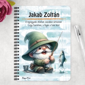 Személyre szabható - Boldog horgász manó mintás A6-os füzet - otthon & életmód - papír, írószer - jegyzetfüzet & napló - Meska.hu