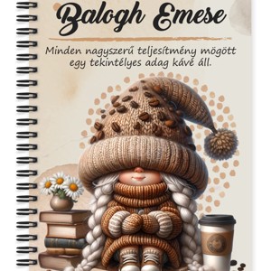 Személyre szabható - Könyvmoly kávés manó lány mintás A6-os füzet, Otthon & Életmód, Papír, írószer, Jegyzetfüzet & Napló, , MESKA