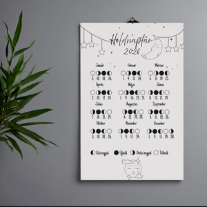 Holdnaptár 2026 Black and white - Meska.hu